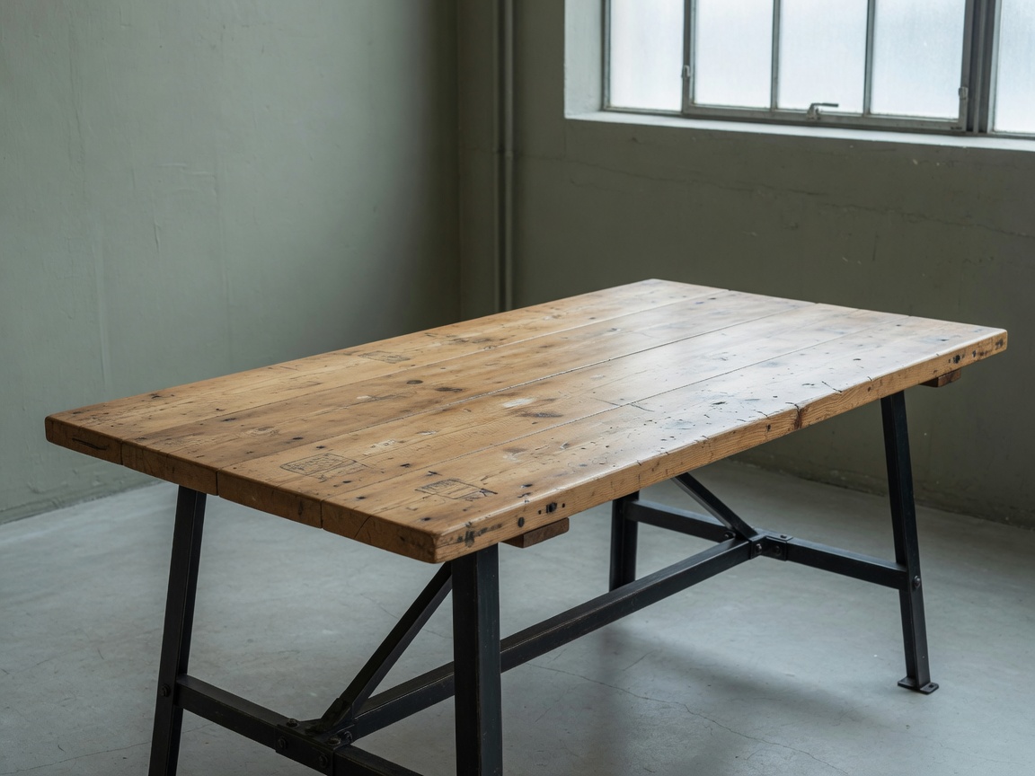 Industrial pine dining table